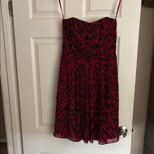 White House Black Market Red and Black Strapless Dress